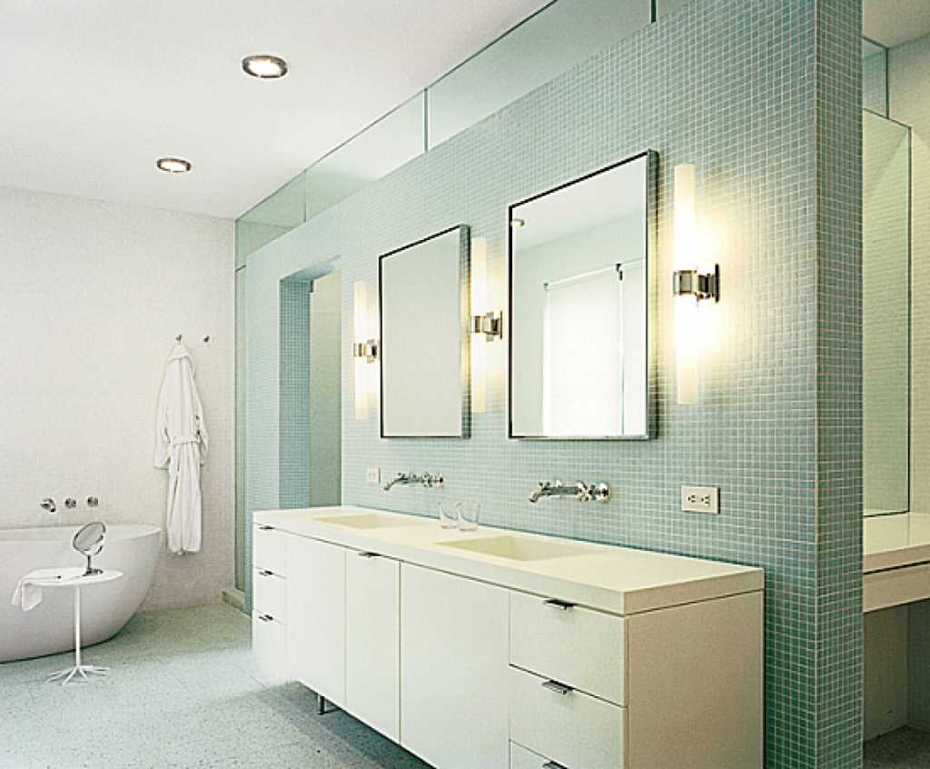 Освещение в ванной комнате с натяжным потолком: фото светильников, как выбрать потолочные светодиодные