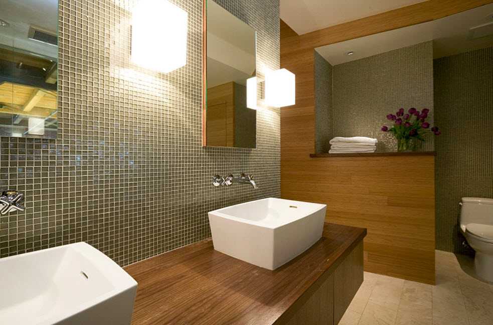 Ванная комната с натяжным потолком: варианты дизайна освещени