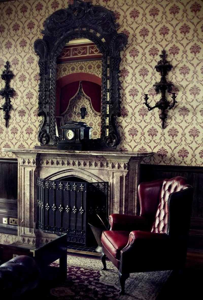 Спальня в готическом стиле, интерьеры и мебель