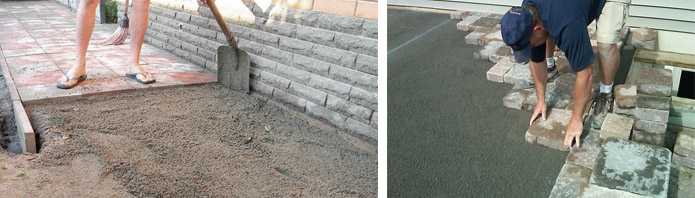 Три способа укладки тротуарной плитки на основу из бетона.